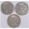 Image 1 : LOT OF 3- CIRCULATED PEACE DOLLARS