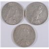 Image 2 : LOT OF 3- CIRCULATED PEACE DOLLARS