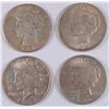 Image 1 : LOT OF 4- CIRCULATED PEACE DOLLARS, 2-1922  AND 1-1922D AND 1-1923S