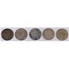 Image 1 : LOT OF 5- THREE CENT SILVER COINS G-VG