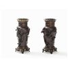 Image 1 : Pair of Bronze Vases with a Plastic Dragon on the Body, 19th C