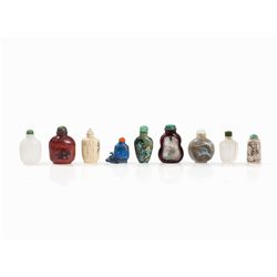 Collection of 9 Fine Snuff Bottles, China, Qing, c. 1900