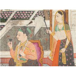 Miniature, Nobleman with Maidservant, Dekkan, c. 1790