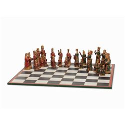 Chess Game with Ornamental Figures, India, 20th C