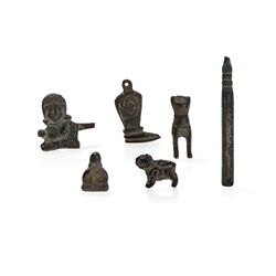 Six Little Bronze Charms and Figures, Khorasan, 10th-12th C