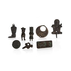 Eight Little Bronze Charms and Figures, Khorasan, 10th-12th C
