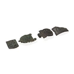 Four Bronze Fragments and Buckles, Khorasan, 10th-13th C