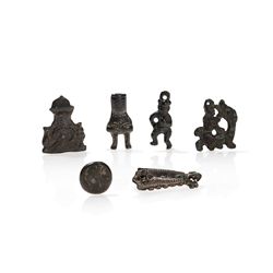 Six Little Bronze Pendants and Figures, Khorasan, 10th-12th C