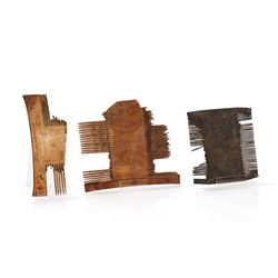 Three Bronze and Ivory Combs, Syria and Egypt, 12th/14th C