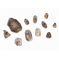 11 Soapstone Figures in a High Relief, Mongol Empire, 6/7th C