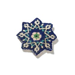 Timurid Cuerda Seca Pottery Star Tile, Samarkand, 15th Century