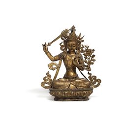 Oversize Bronze Figure of Bodhisattva Mañjusri, 20th C