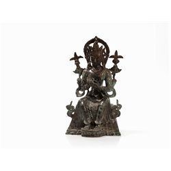 Bronze of Buddha Maitreya with Dharmacakra Mudra, Nepal c. 1900