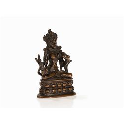 Copper Bronze of a White Tara on a Lotus Plinth, 18/19th C