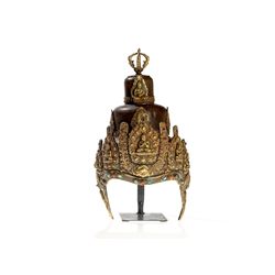 Arcaya Helmet of Partly Gilt Copper with Repoussé, 19th/20th C