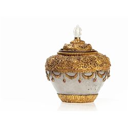 Tantric Sacrificial Vessel, Rock Crystal & Gemstones, 19/20th C