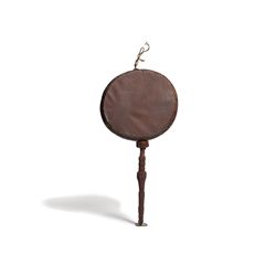 Hand Painted Wooden Tibetan Temple Drum, 19th Century