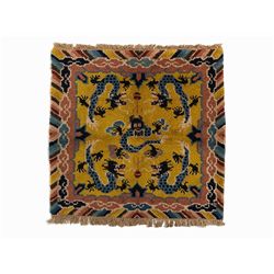 Sino Tibetan Carpet of a Monk with Dragon Motives, 20th C