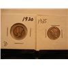 Image 1 : 2 Mercury Dimes: 1930 & 1935