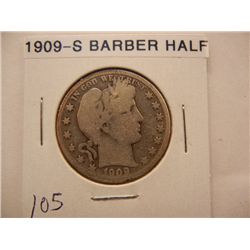 1909-S Barber Half Dollar
