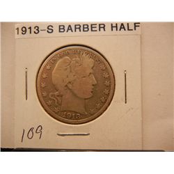 1913-S Barber Half Dollar
