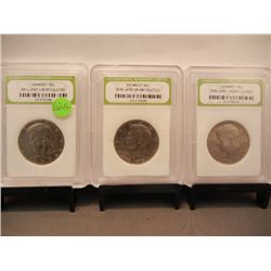 3 Kennedy Half Dollars, Graded by INB: 1974 and (2) 1976 BU