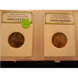 (2) 2001-P New York State Quarters, Graded by INB BU