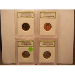 (4) 1989-P Washington Quarters, Graded by INB BU