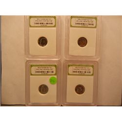 (4) 1981-P Roosevelt Dimes, Graded by INB BU