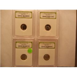 (4) 1972-S Roosevelt Dimes, Graded by INB Gem Proof