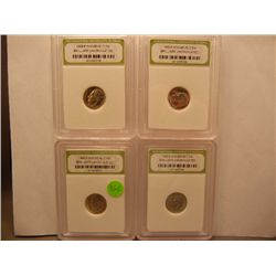 (4) 1998-P Roosevelt Dimes, Graded by INB BU