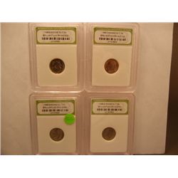 (4) 1988-D Roosevelt Dimes, Graded by INB BU