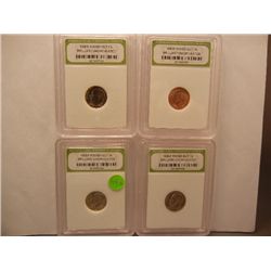 (4) 1996-P Roosevelt Dimes, Graded by INB BU