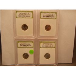 (4) 1991-D Roosevelt Dimes, Graded by INB BU