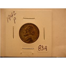 1942-P Jefferson Silver War Nickel