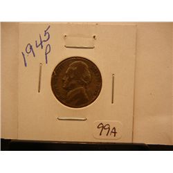 1945-P Jefferson Silver War Nickel