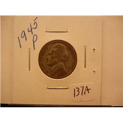1945-P Jefferson Silver War Nickel
