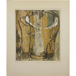 Betty Snyder Original Woodcut Print -La Vache