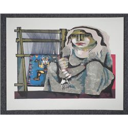 Jorges Dumas Signed Proof Print Woman Weaver