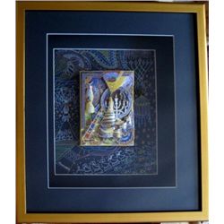 Raphael MENORAH Hand Signed Framed Decoupage