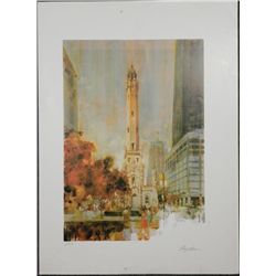 Dan Lotts Signed Art Print Chicago Water Tower