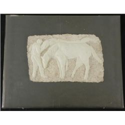 Betty Heredia Original Bas Relief Scultpure Frmd-Horses