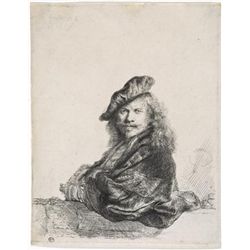 SELF-PORTRAIT LEANING ON A STONE SILL Rembrandt
