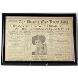 Frmd Orig Newspaper "Lusitania Toll Now 1,214" May 1915