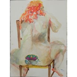 Betty Snyder Heredia Original Painting Nude w/Tattoo