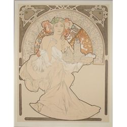 Alphonse Mucha Woman with Cathedral Art Nourveau Print