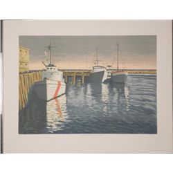 Salinas Signed Artist Proof Print Town Harbor