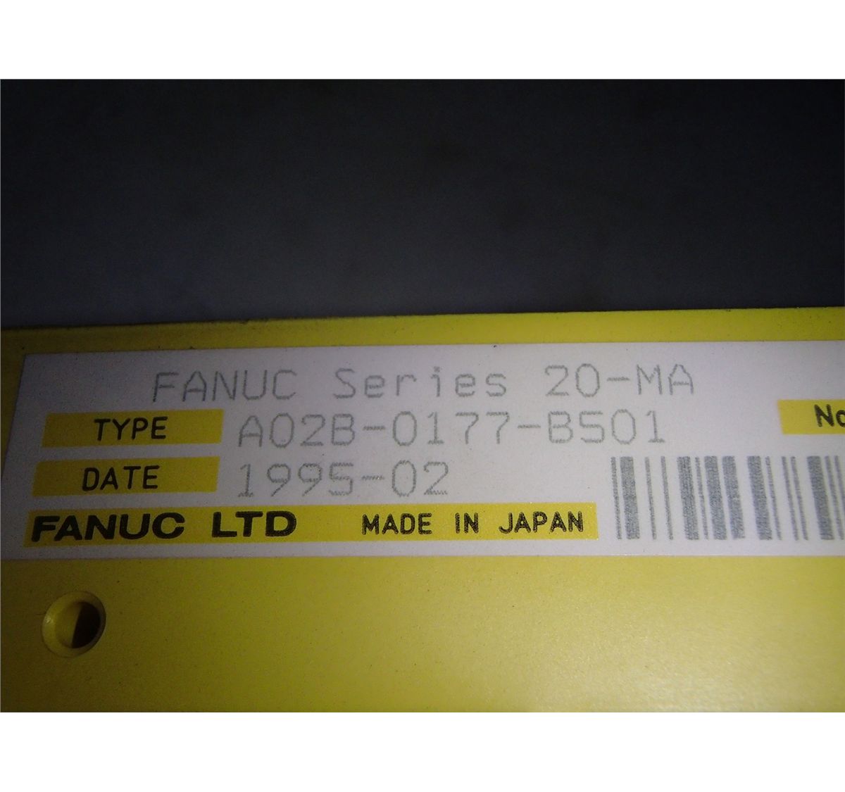 Fanuc Series 20-MA, Rack #A02B-0177-B501, B/N: A20B-2000-0880/04A