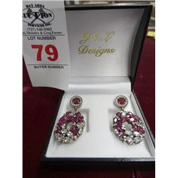 Custom Made Genuine Ruby Estate Earrings