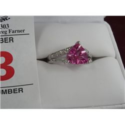 Pink Sapphire Evening Ring w/White Sapphire Accents